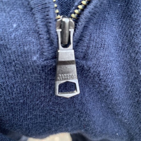 BANANA REPUBLIC PREMIUM LUXE YARN HALF ZIP 1/4 MENS SWEATER preppy navy - Picture 9 of 9